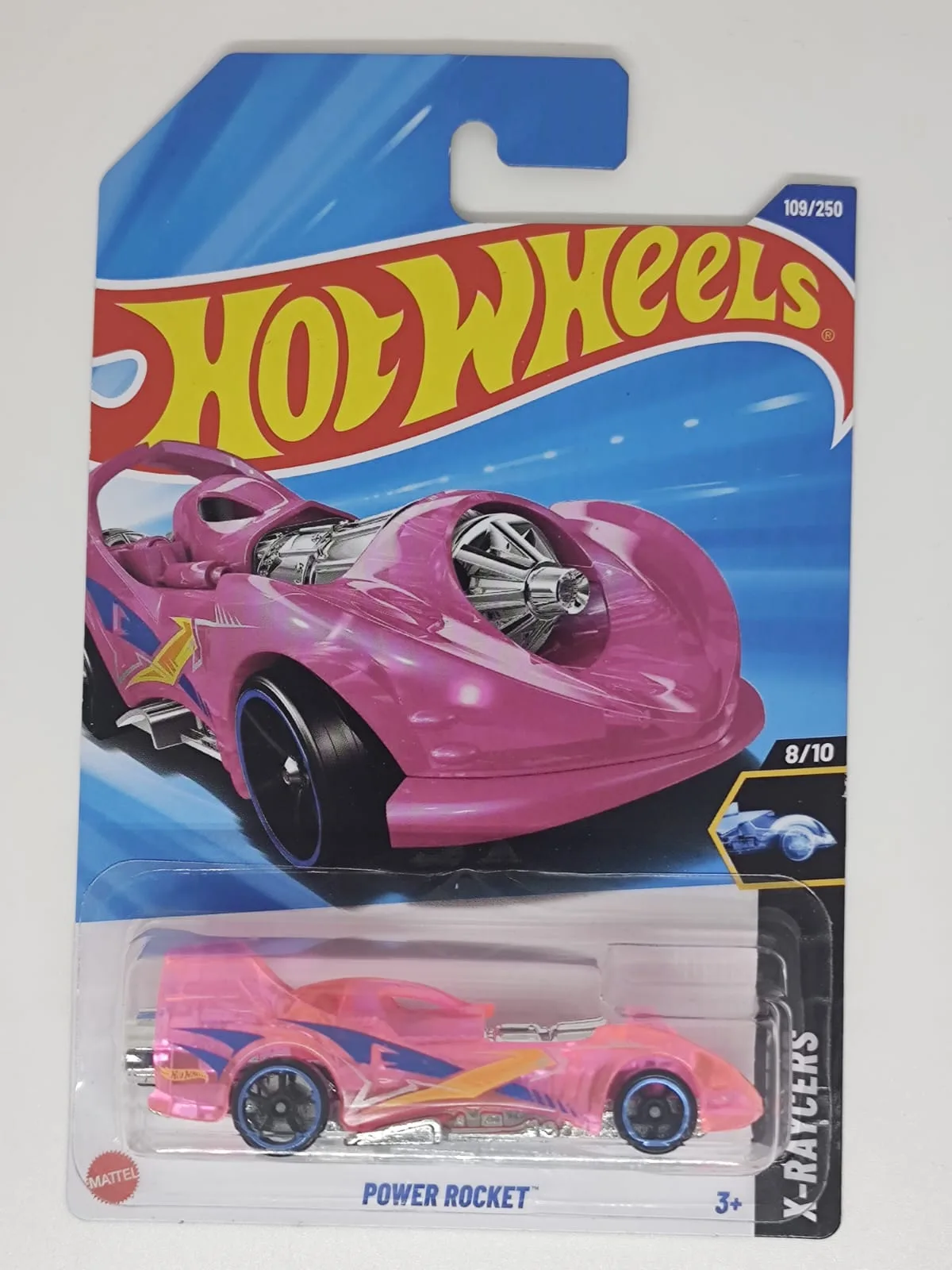 Power Rocket — rosa translúcido con decoración amarilla